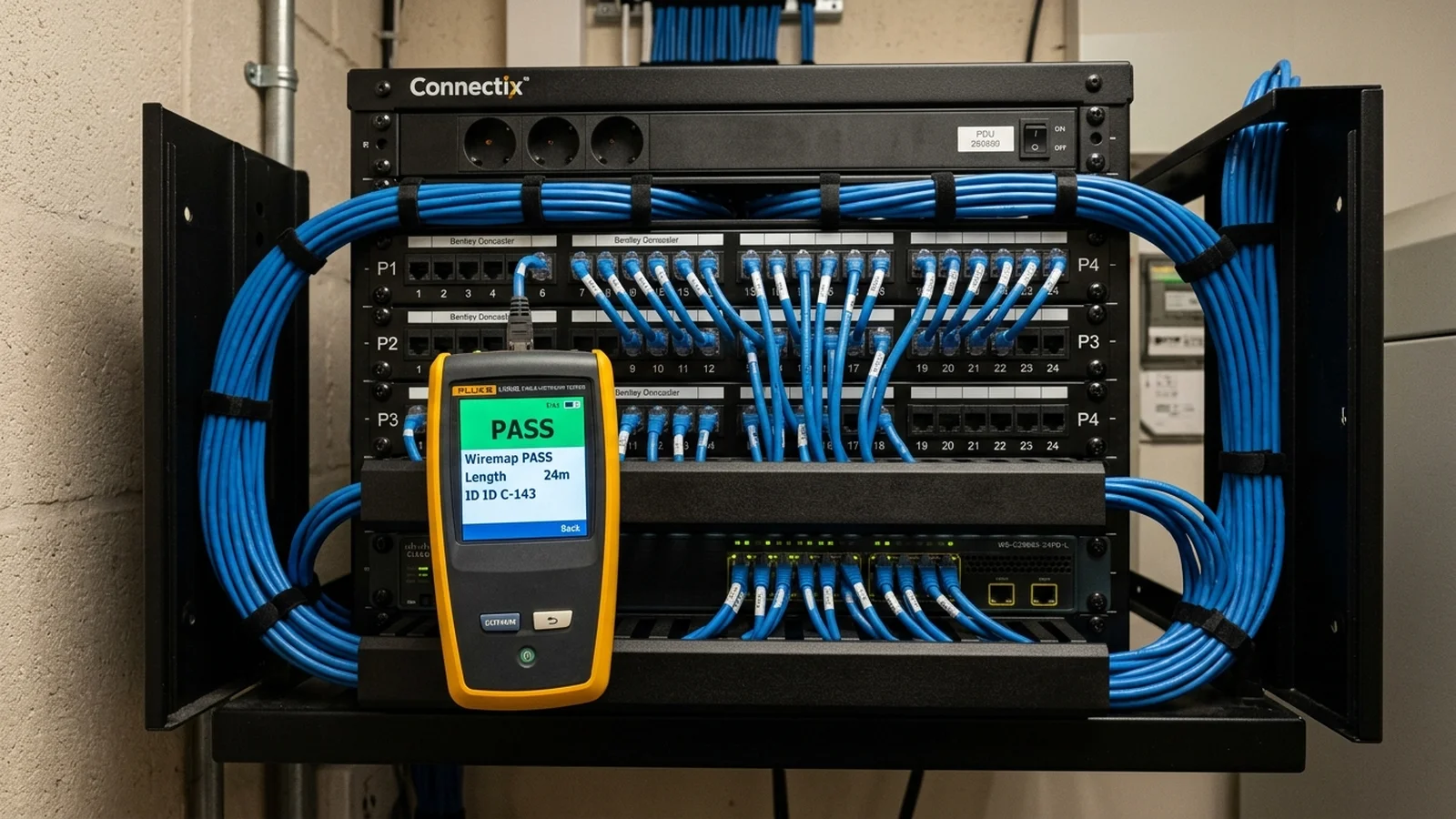 Professional Cat6 data cabling installation in Bentley