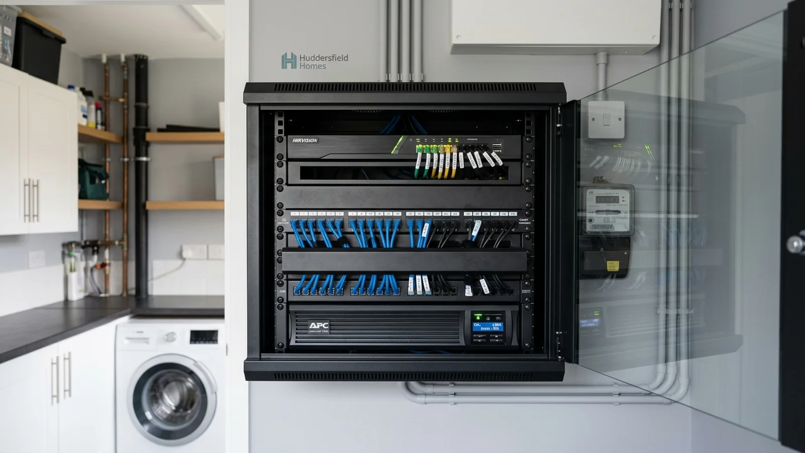 Professional 8-channel PoE NVR comms rack setup in Beverley home