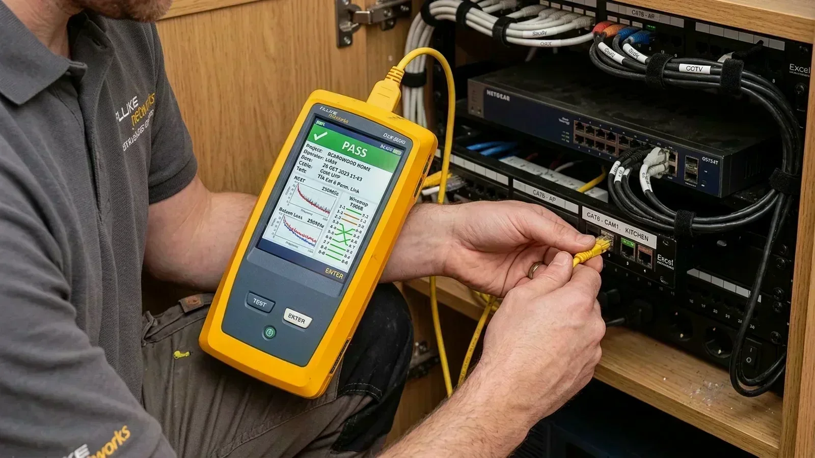 Fluke DSX CableAnalyzer permanent link testing in Bingley