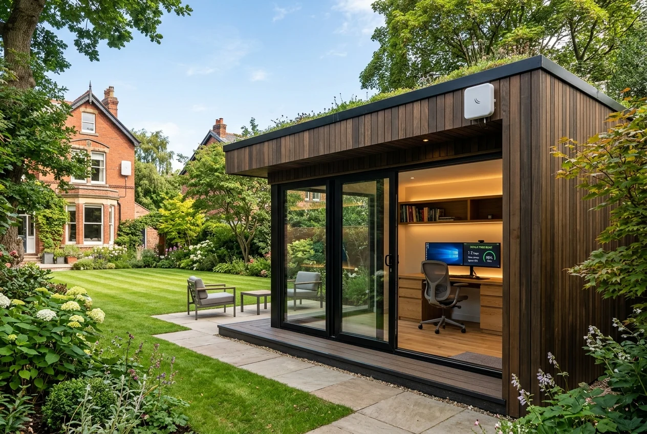 Starlink into office in garden Bramhope wireless bridge link in Ranmoor