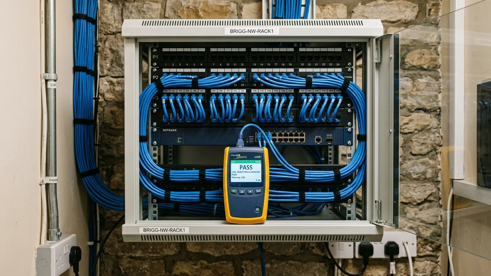 Professional Cat6 data cabling installation in Brigg