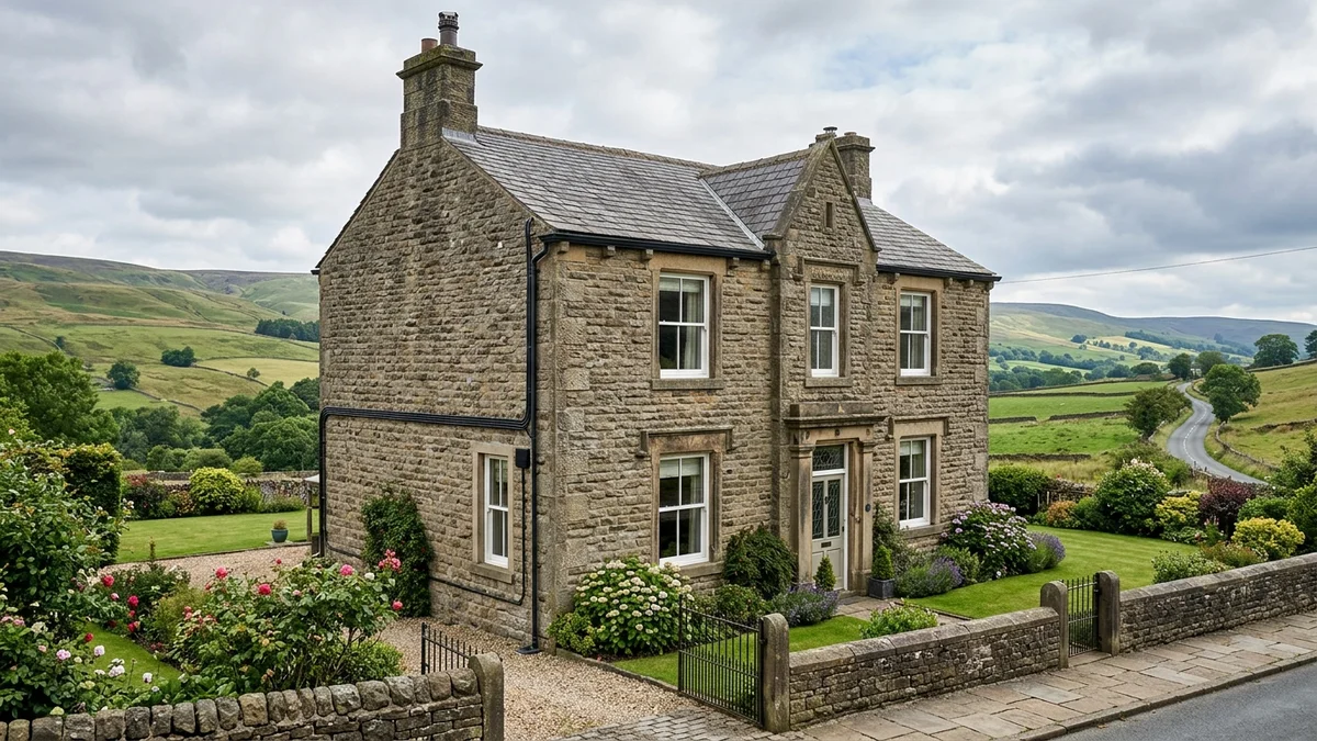Stone-built Victorian detached residence in Fence near Burnley with discreet external Cat6a data cabling routed along mortar lines