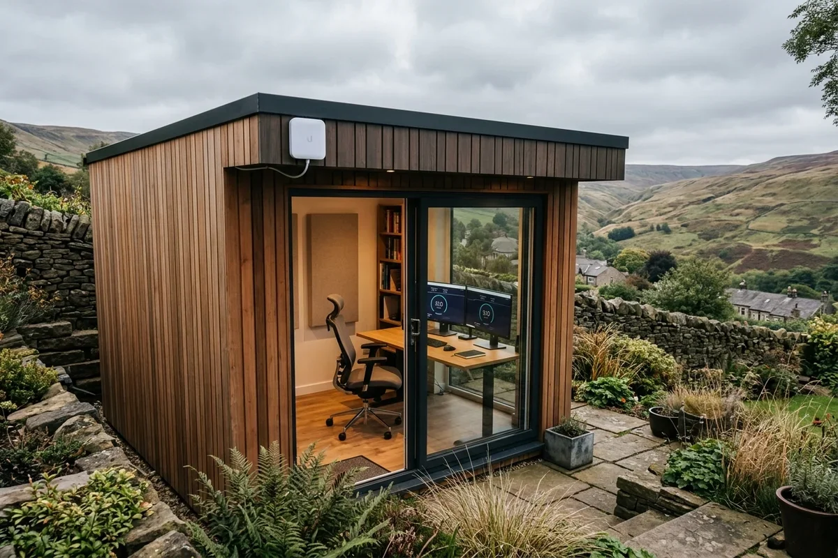 Starlink into office in garden Chadderton wireless bridge link in Uppermill