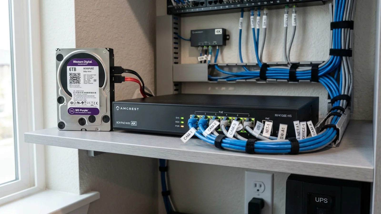 Commercial CCTV NVR server rack installation in Colne