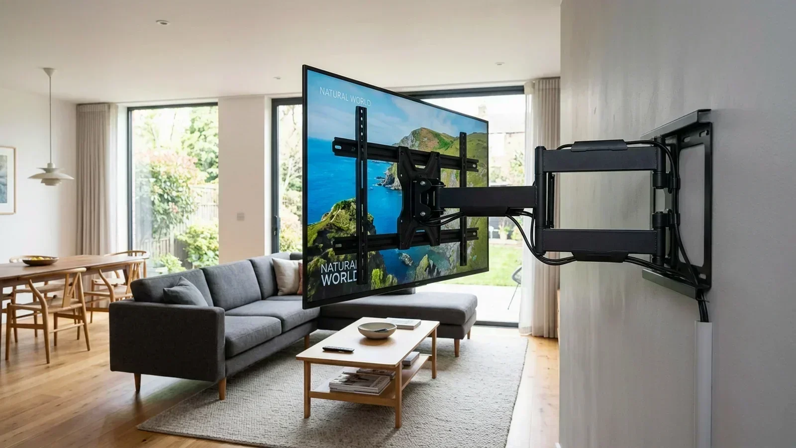 Heavy-duty full motion cantilever TV wall bracket installation in Darwen