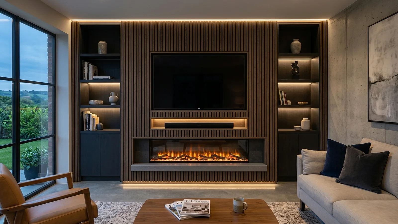 Luxury Acoustic Media Wall TV Installation in Derby with Recessed OLED Display