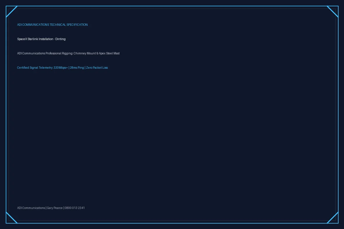 Starlink dish on roof in St Albans on brick chimney with non-drill lashing cradle overlooking town