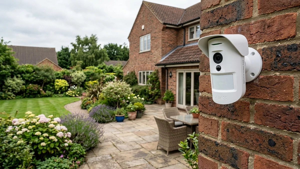 Ajax MotionCam Outdoor mounted on exterior brickwork monitoring a Stainforth residential driveway