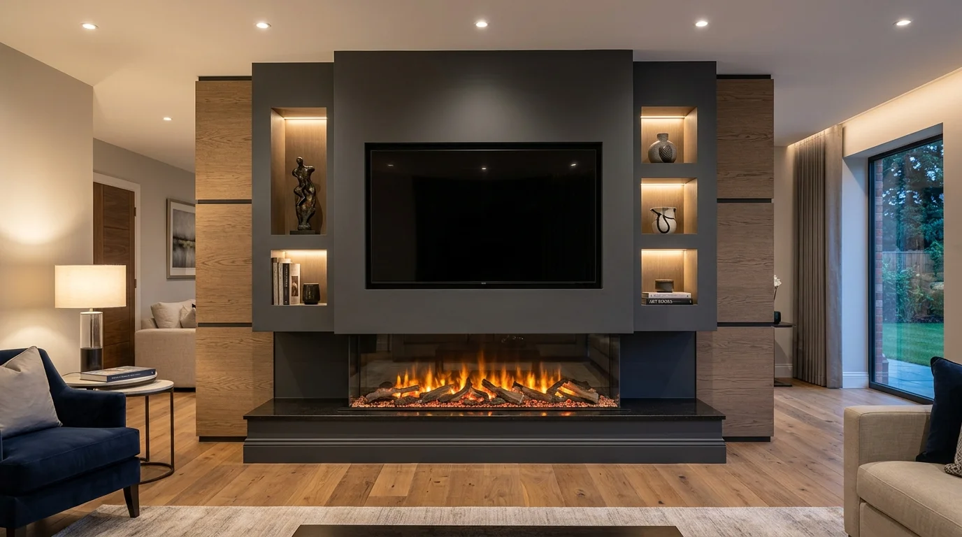 Luxury Acoustic Media Wall TV Installation in Doncaster with Recessed OLED Display