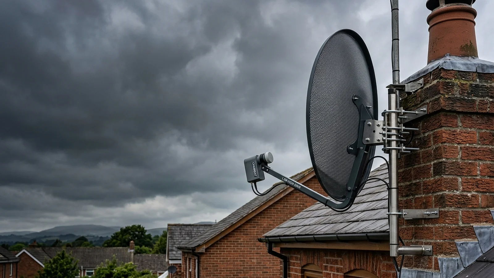 1-Metre Heavy-Duty European Satellite Dish on Chimney Mount UK