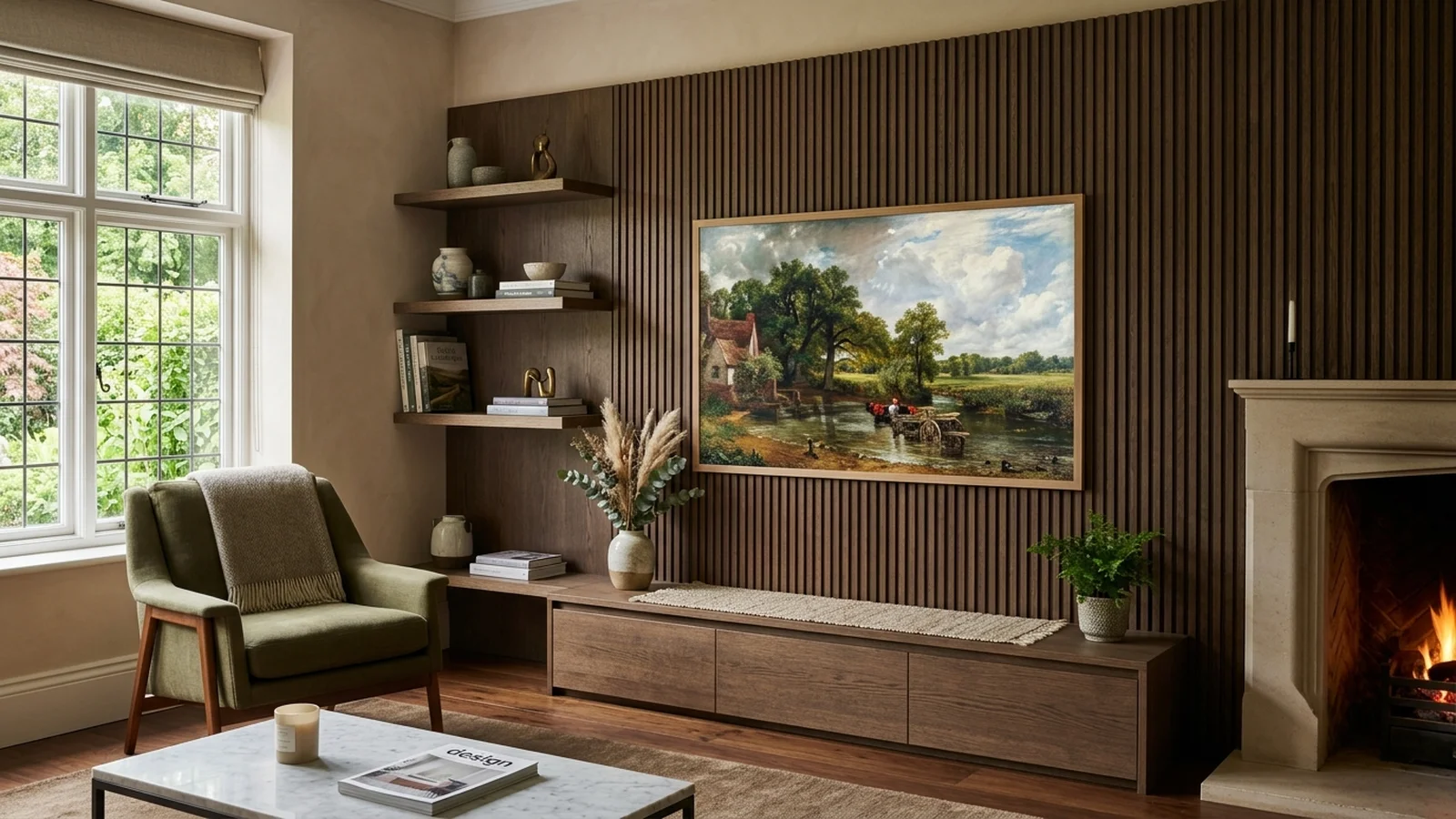Samsung The Frame TV Wall Installation with Custom Timber Panelling in Feniscowles