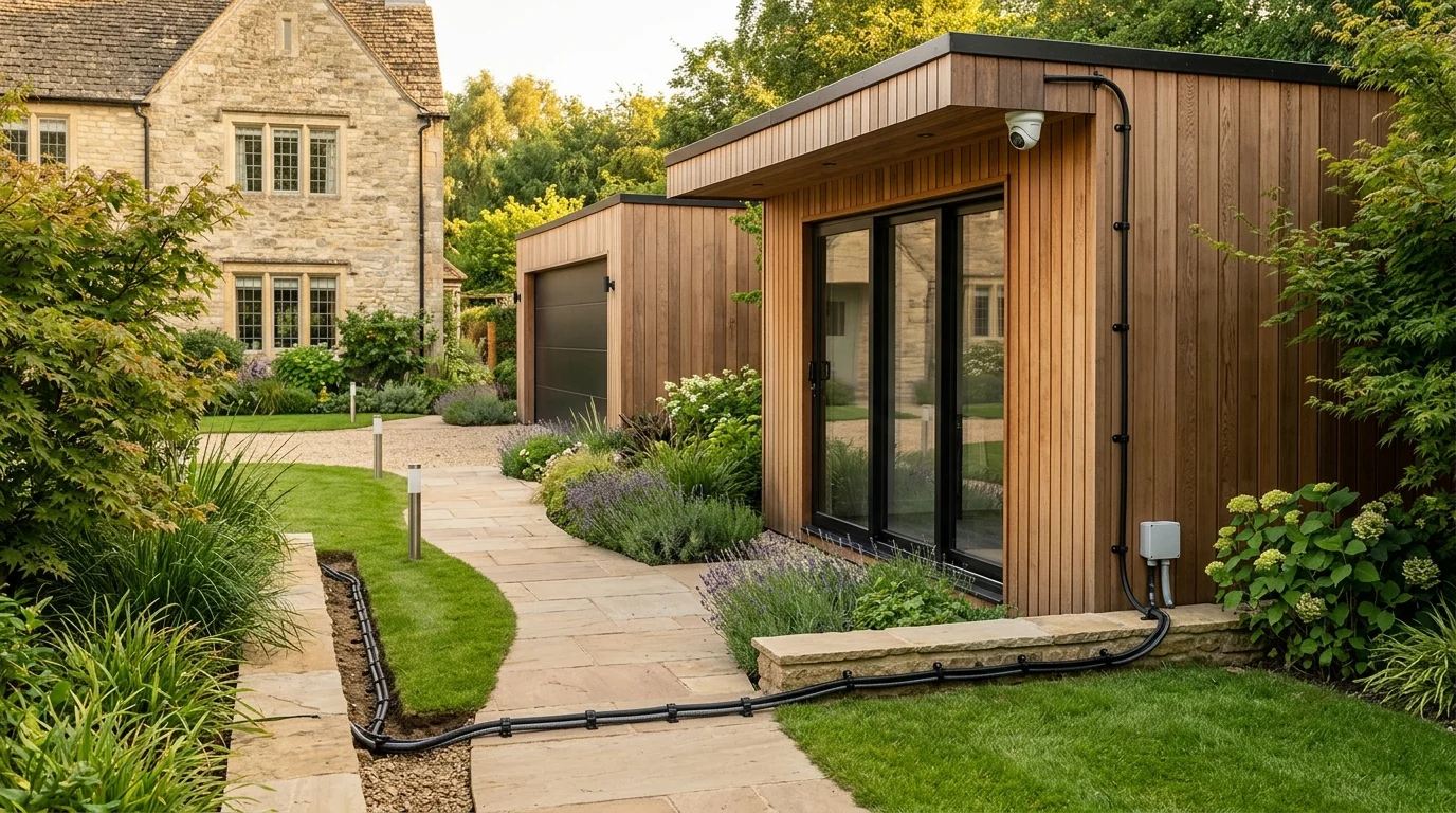 Garden Office and Garage CCTV Armoured SWA Cable Installation and Trenching