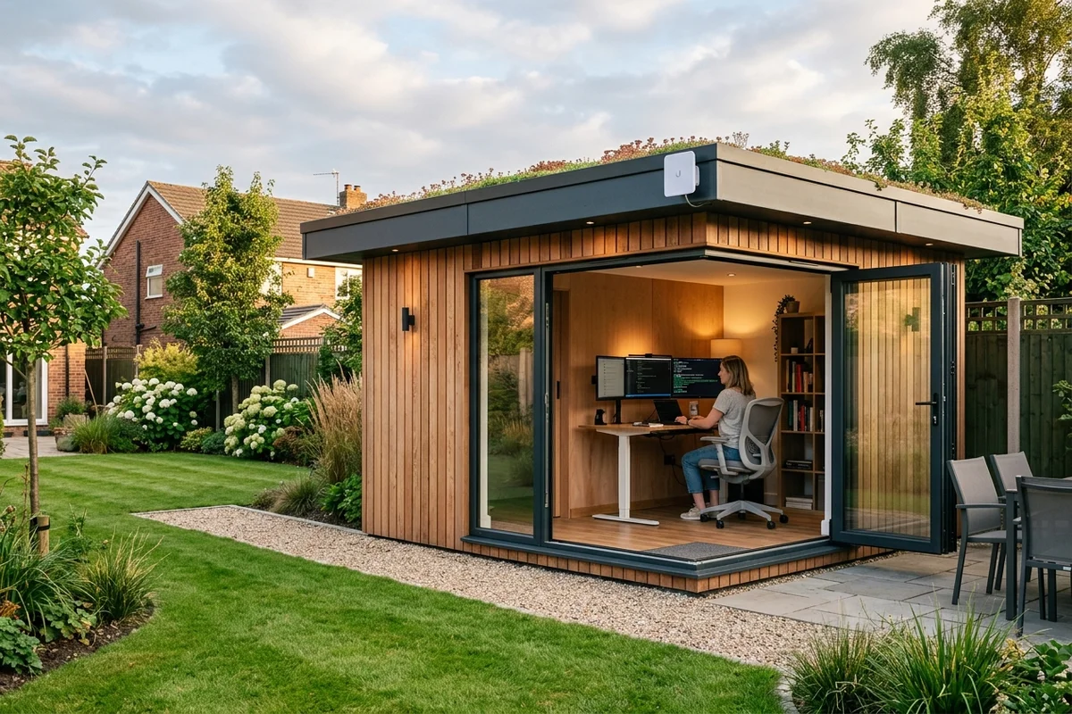 Starlink into office in garden Garforth wireless bridge link in Kippax