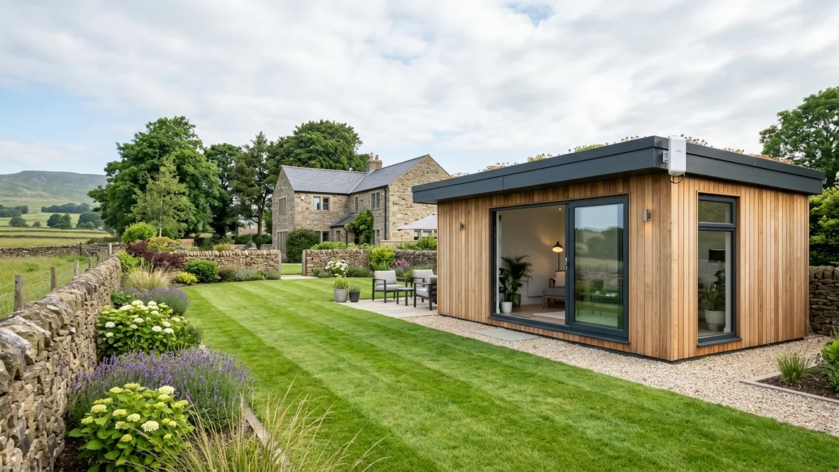 Point-to-point wireless bridge linking cedar garden room in Billington near Great Harwood across lawn