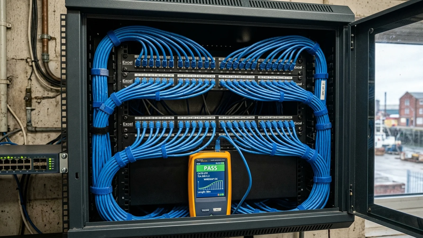Professional Cat6 data cabling installation in Grimsby