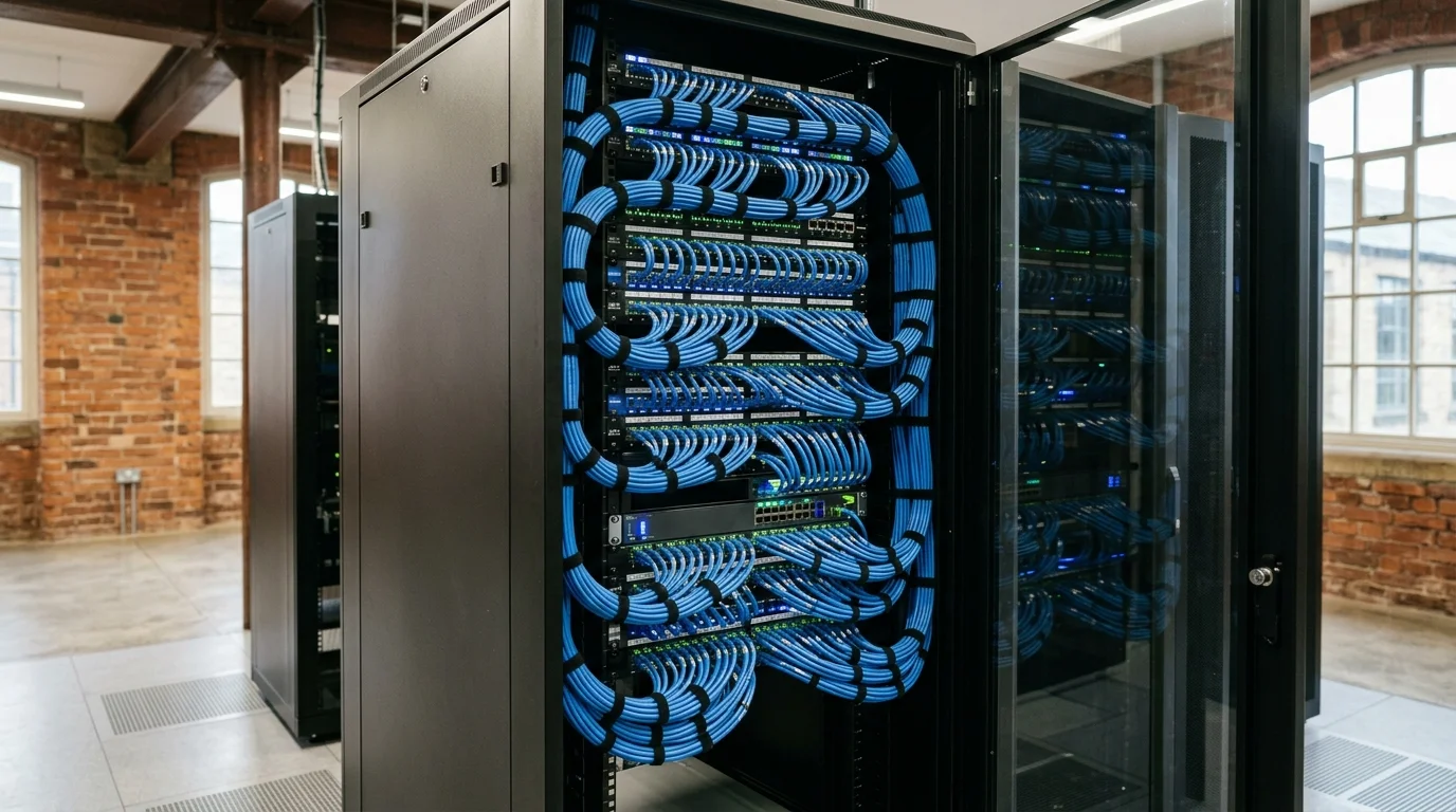 Commercial server rack and patch panel cabling installation in Halifax