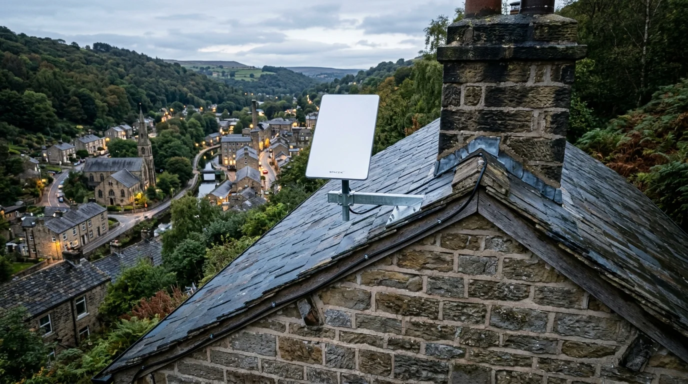 Starlink installation Hebden Bridge certified local dish fitting on Victorian residence