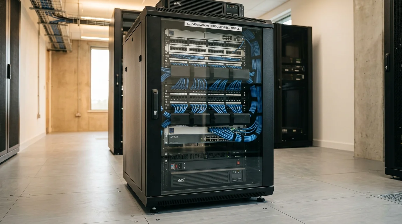 Commercial server rack and patch panel cabling installation in Huddersfield