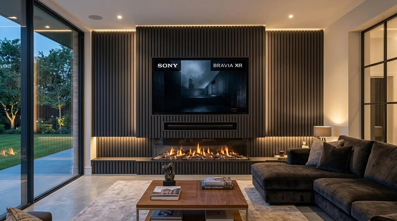 Luxury Acoustic Media Wall TV Installation in Hessle & Humber Foreshore with Recessed OLED Display