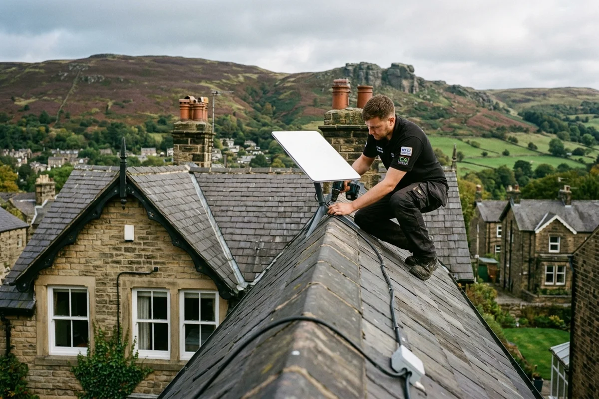 Starlink installation Ilkley certified local dish fitting on Victorian residence
