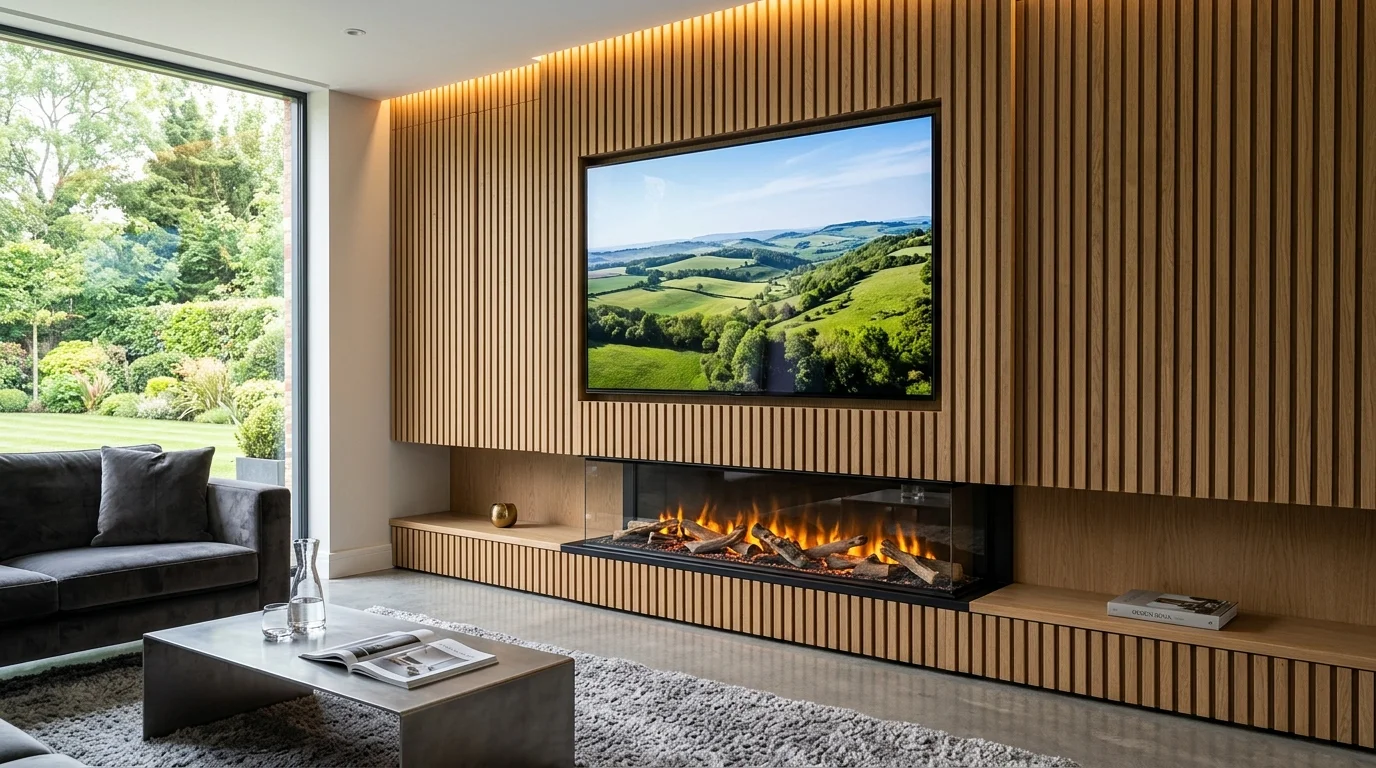 Luxury Acoustic Media Wall TV Installation in Cherry Willingham & Reepham with Recessed OLED Display