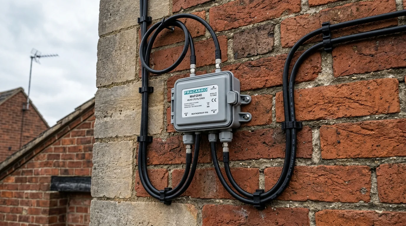 Neatly clipped UV-resistant Cat6a solid copper cable installation along mortar joints in Lincoln
