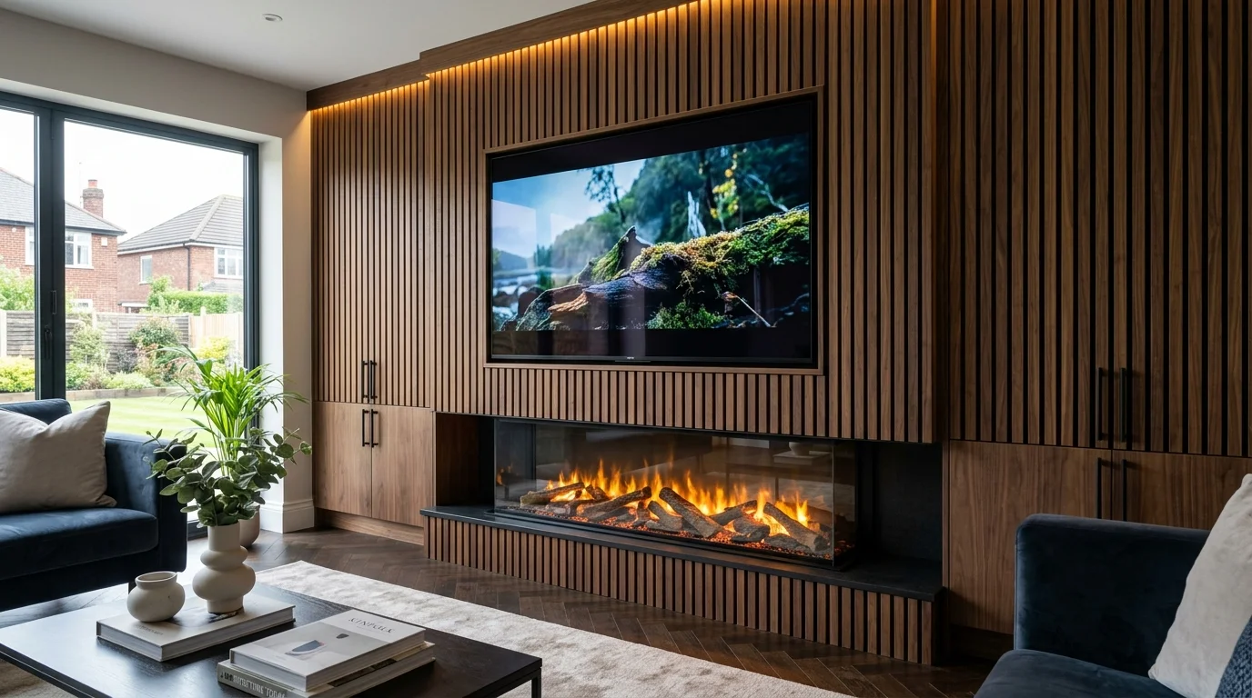 Luxury Acoustic Media Wall TV Installation in Netherley with Recessed OLED Display