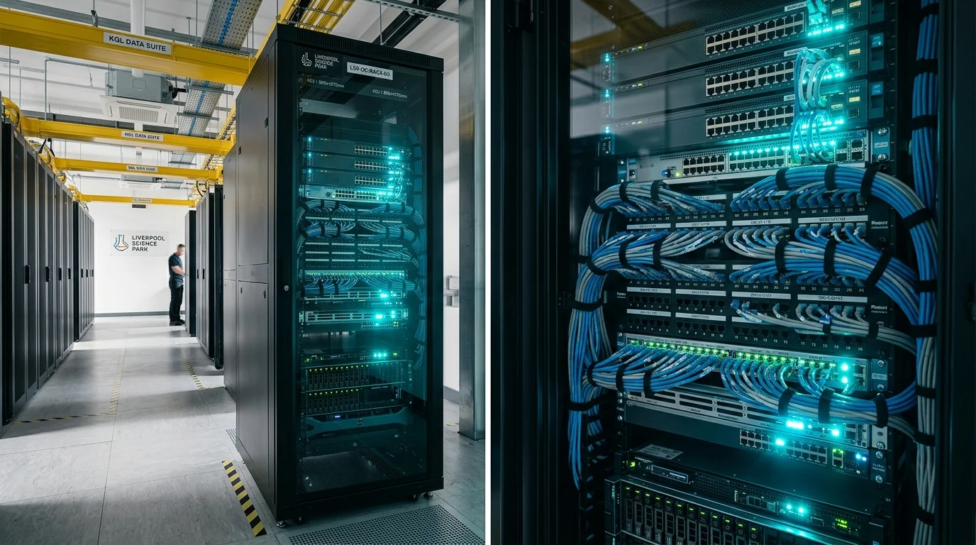 Commercial server rack and patch panel cabling installation in Liverpool