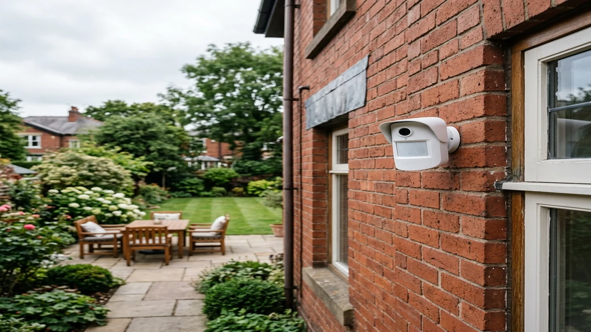 Ajax MotionCam Outdoor mounted on exterior brickwork monitoring a Manchester residential driveway