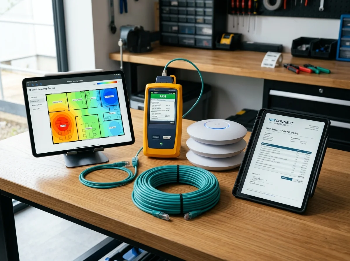 Professional WiFi installation survey and spectrum testing equipment in Blackburn
