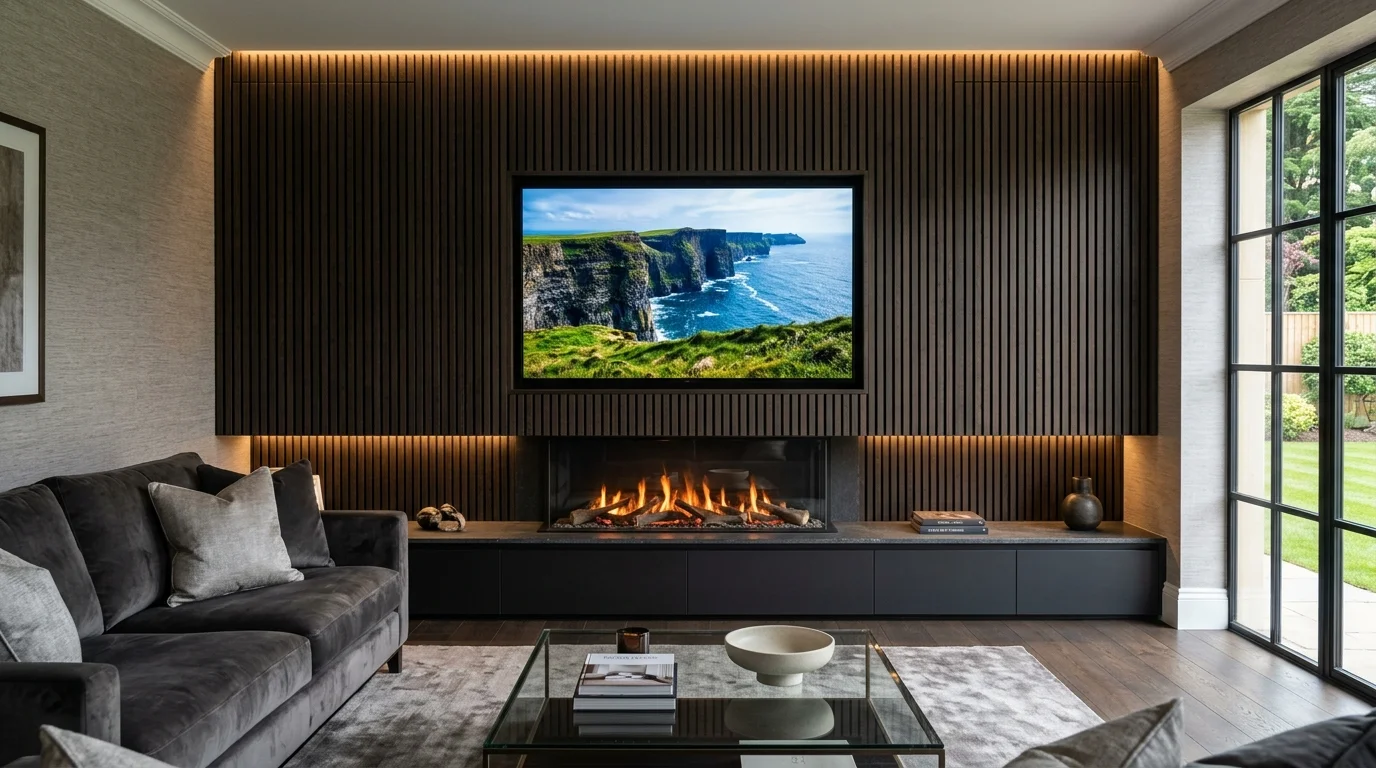Luxury Acoustic Media Wall TV Installation in Blaydon & Winlaton with Recessed OLED Display