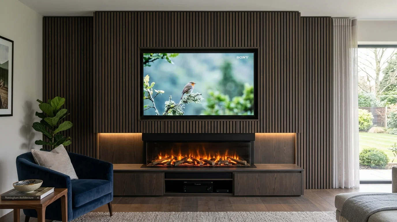 Luxury Acoustic Media Wall TV Installation in Beeston & Bramcote with Recessed OLED Display