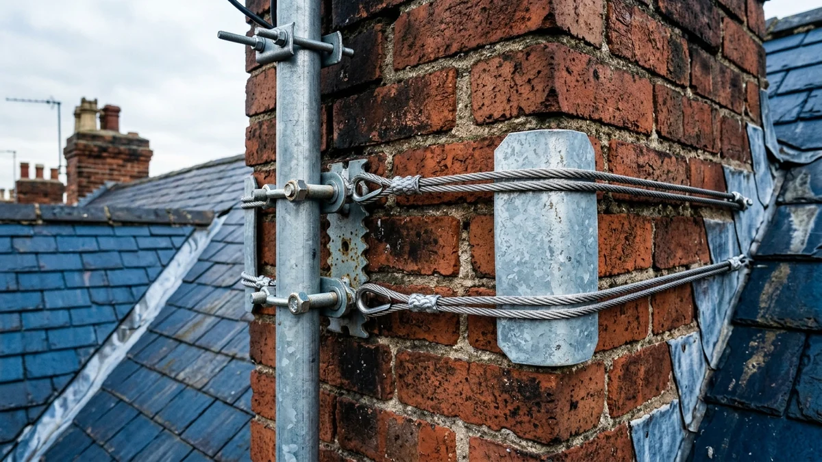 Heavy-duty storm-proof chimney aerial mount in Nottingham with double stainless steel lashing wire