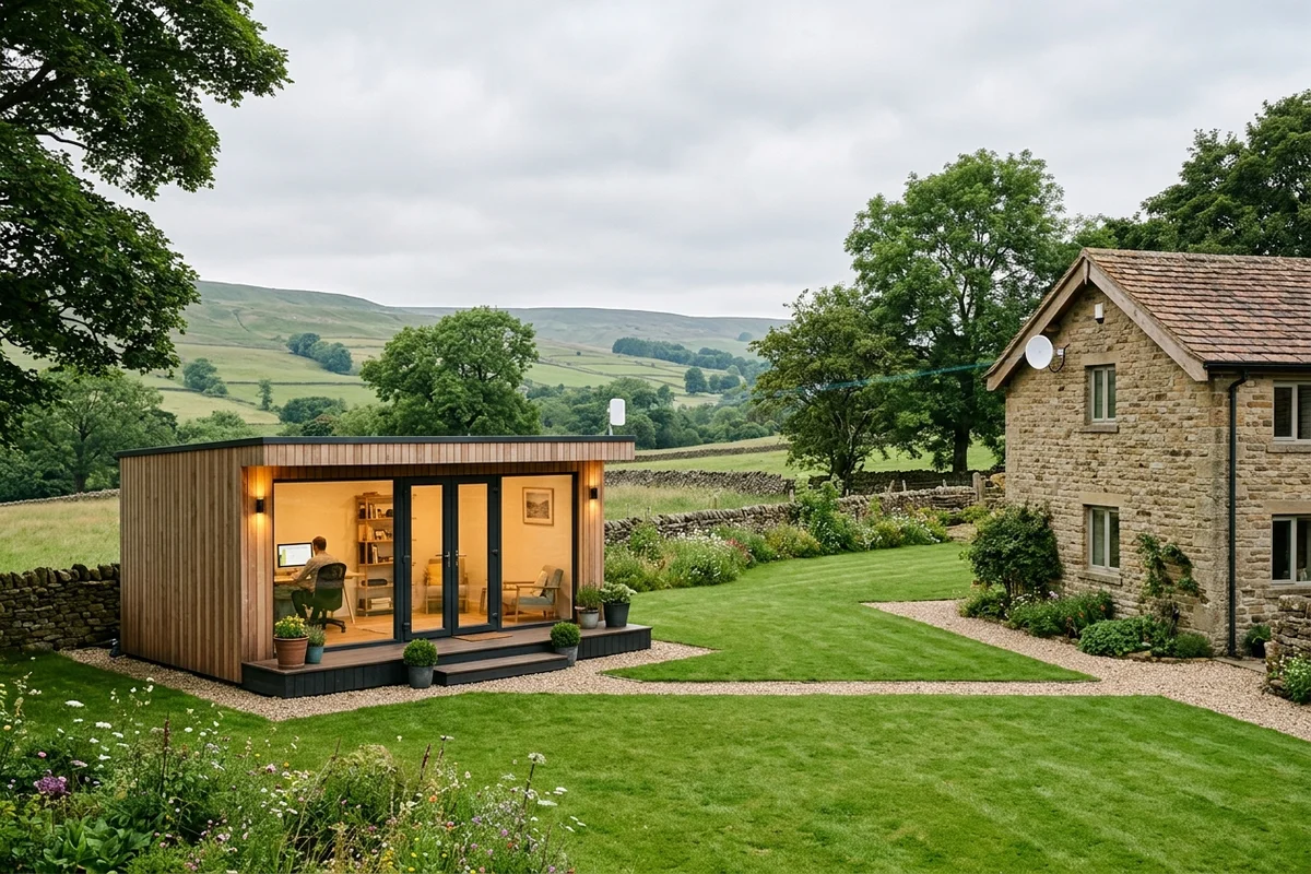 Starlink into office in garden Otley wireless bridge link in Wharfedale