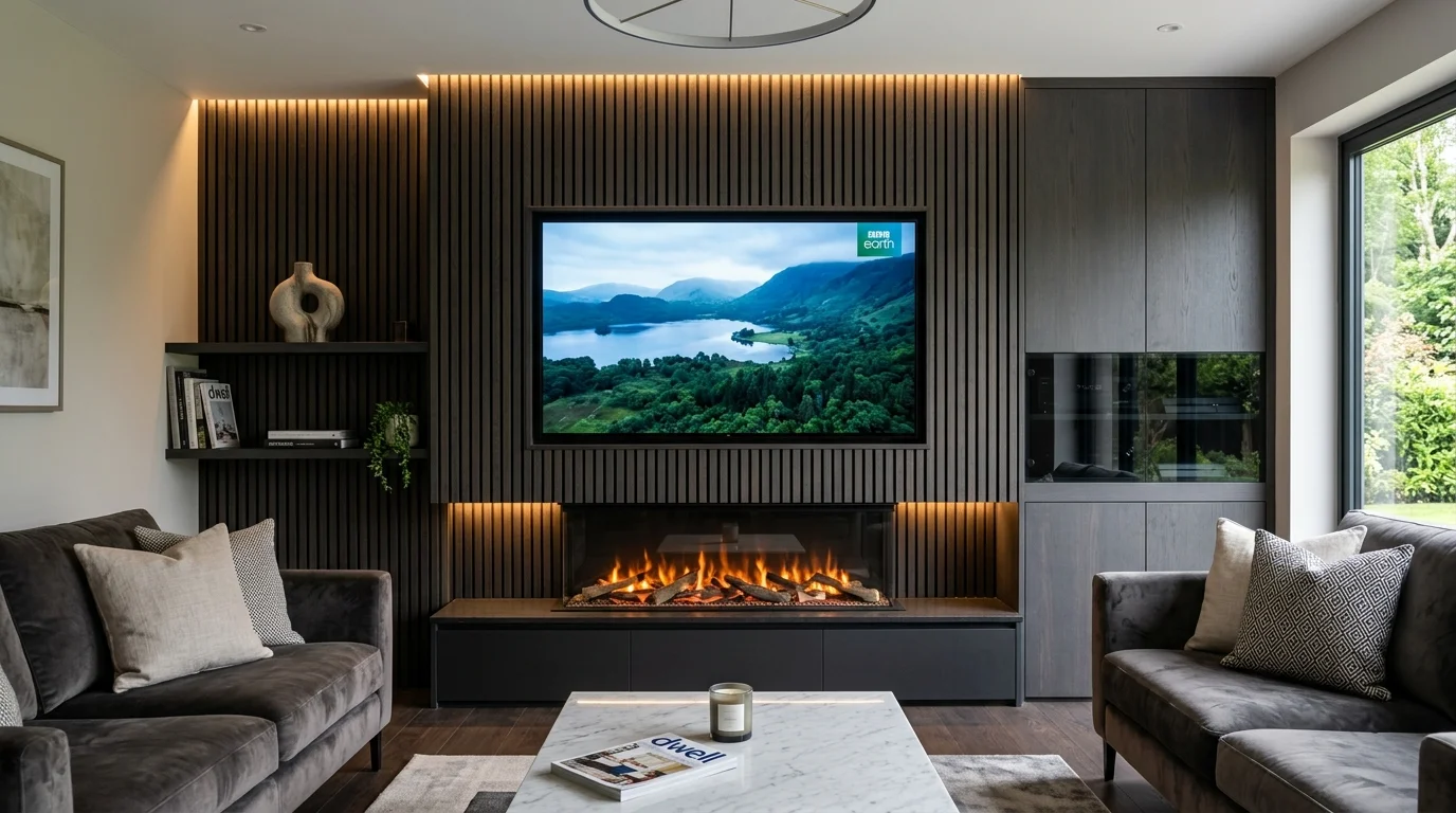 Luxury Acoustic Media Wall TV Installation in Garstang & Longridge with Recessed OLED Display