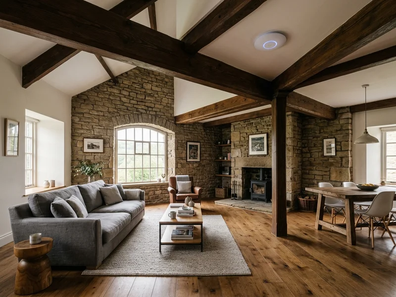 Flush ceiling enterprise access point installed inside historic converted stone mill in Helmshore near Rawtenstall