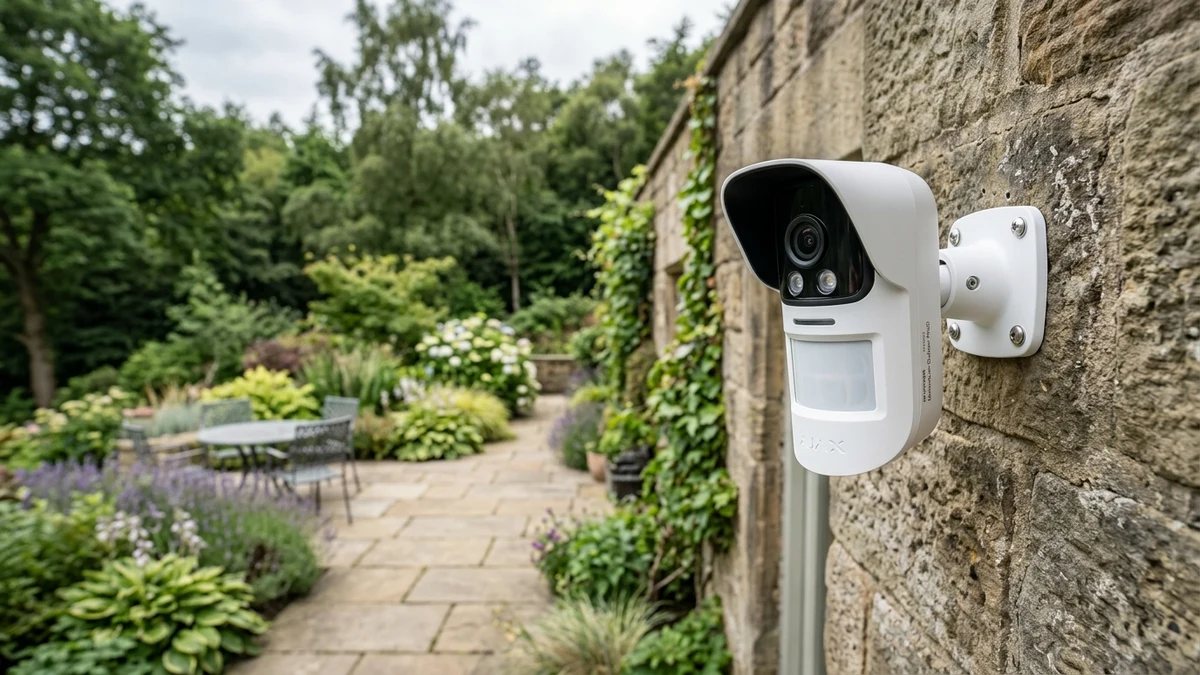 Ajax MotionCam Outdoor mounted on exterior brickwork monitoring a Sheffield residential driveway