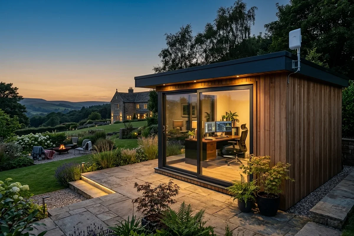 Starlink into office in garden Silsden wireless bridge link in Ranmoor