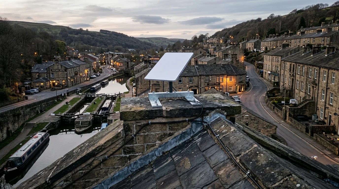 Starlink installation Sowerby Bridge certified local dish fitting on Victorian residence