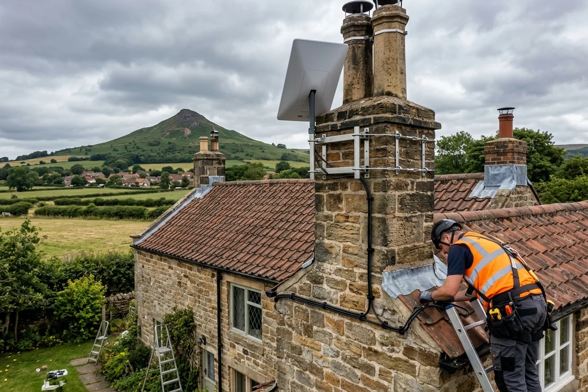 Starlink installation Stokesley certified local dish fitting on Victorian residence