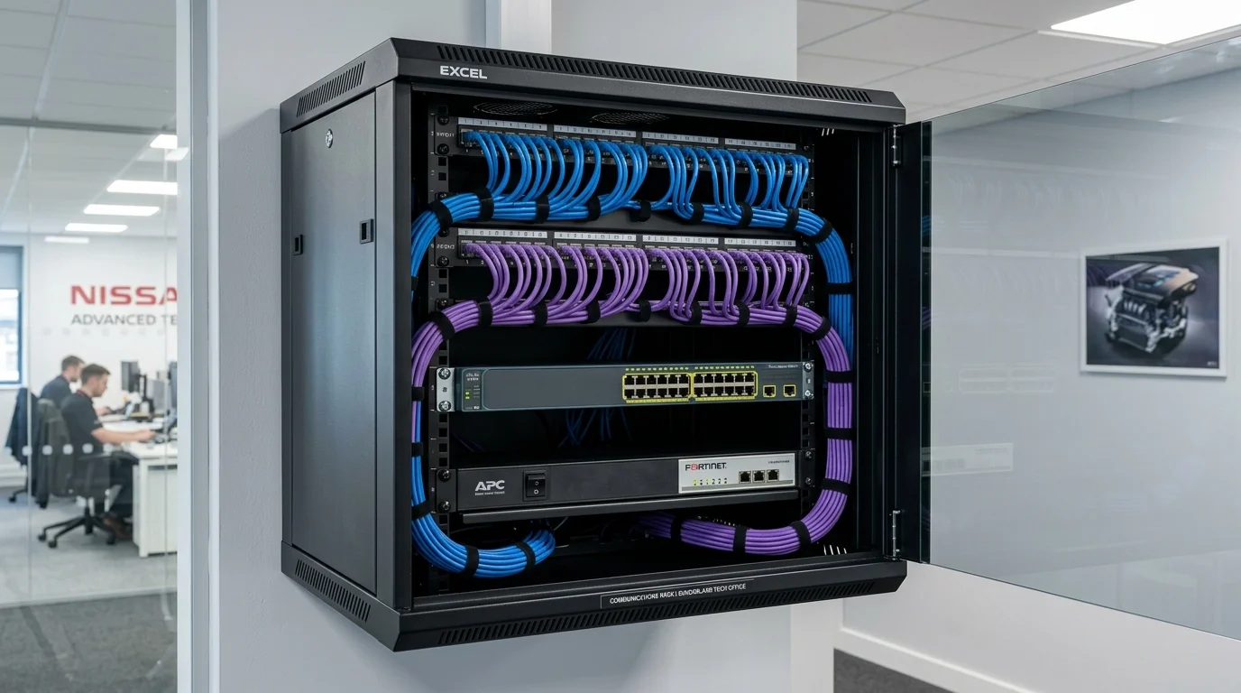 Commercial server rack and patch panel cabling installation in Sunderland