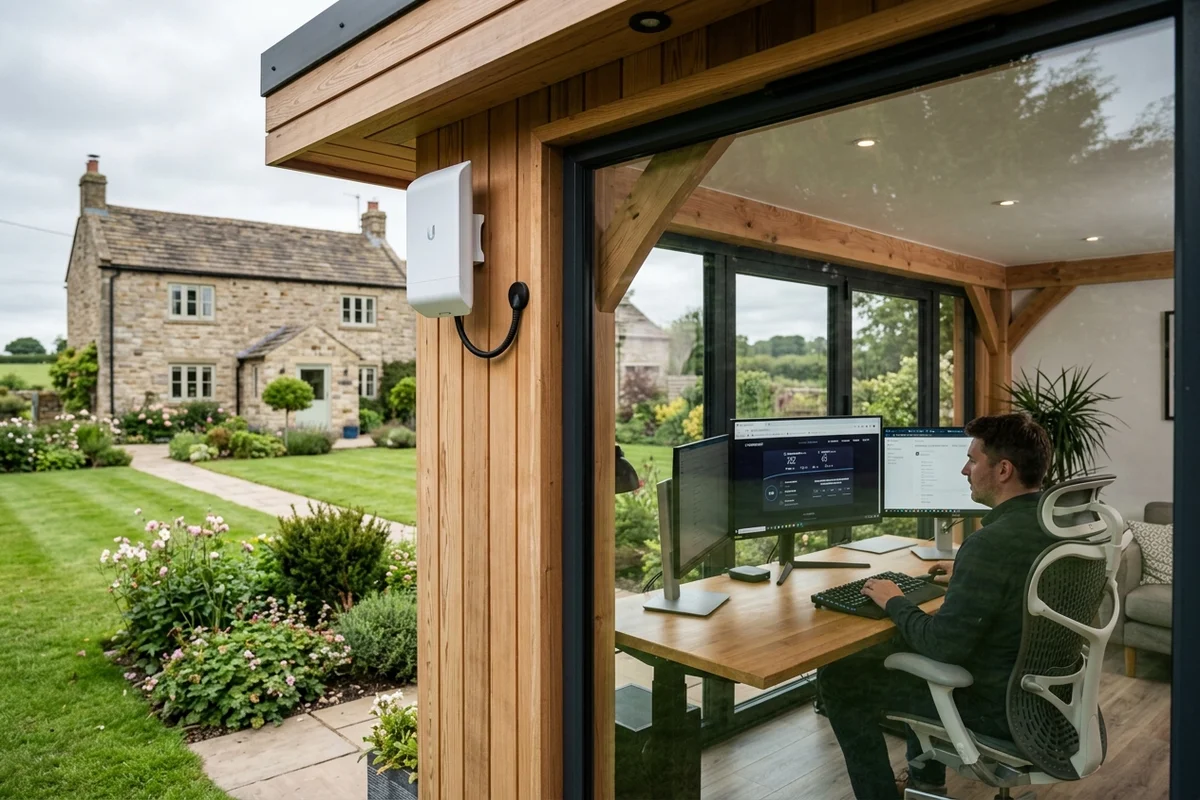 Starlink into office in garden Tadcaster wireless bridge link in Boston Spa