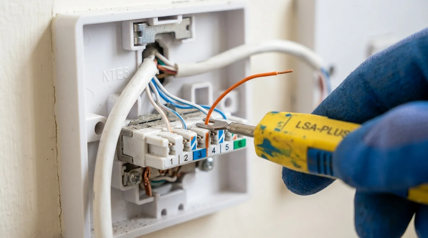Krone tool disconnecting bell wire on master socket in Blackburn