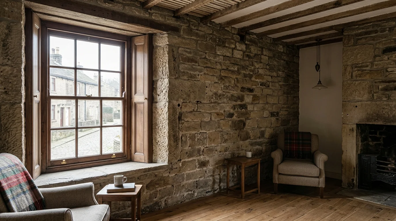 Solid 500mm thick natural stone wall blocking wireless signals in period cottage