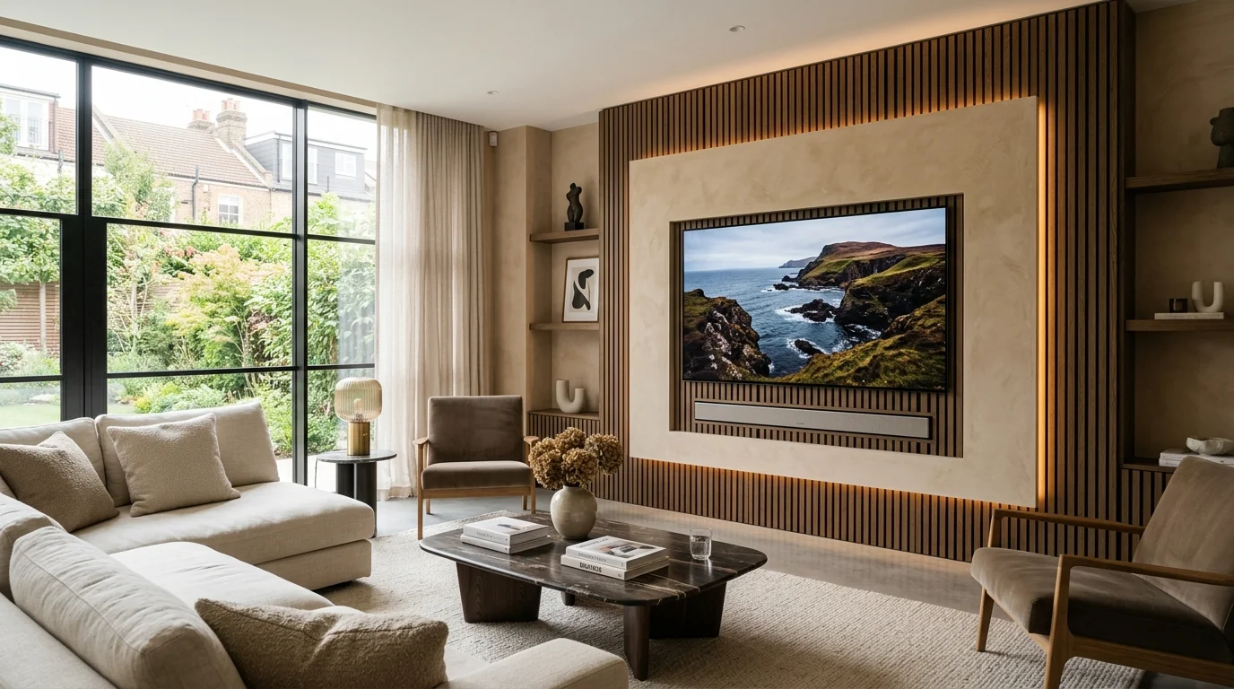 Architectural TV Wall Mounting with In-Wall Wire Concealment