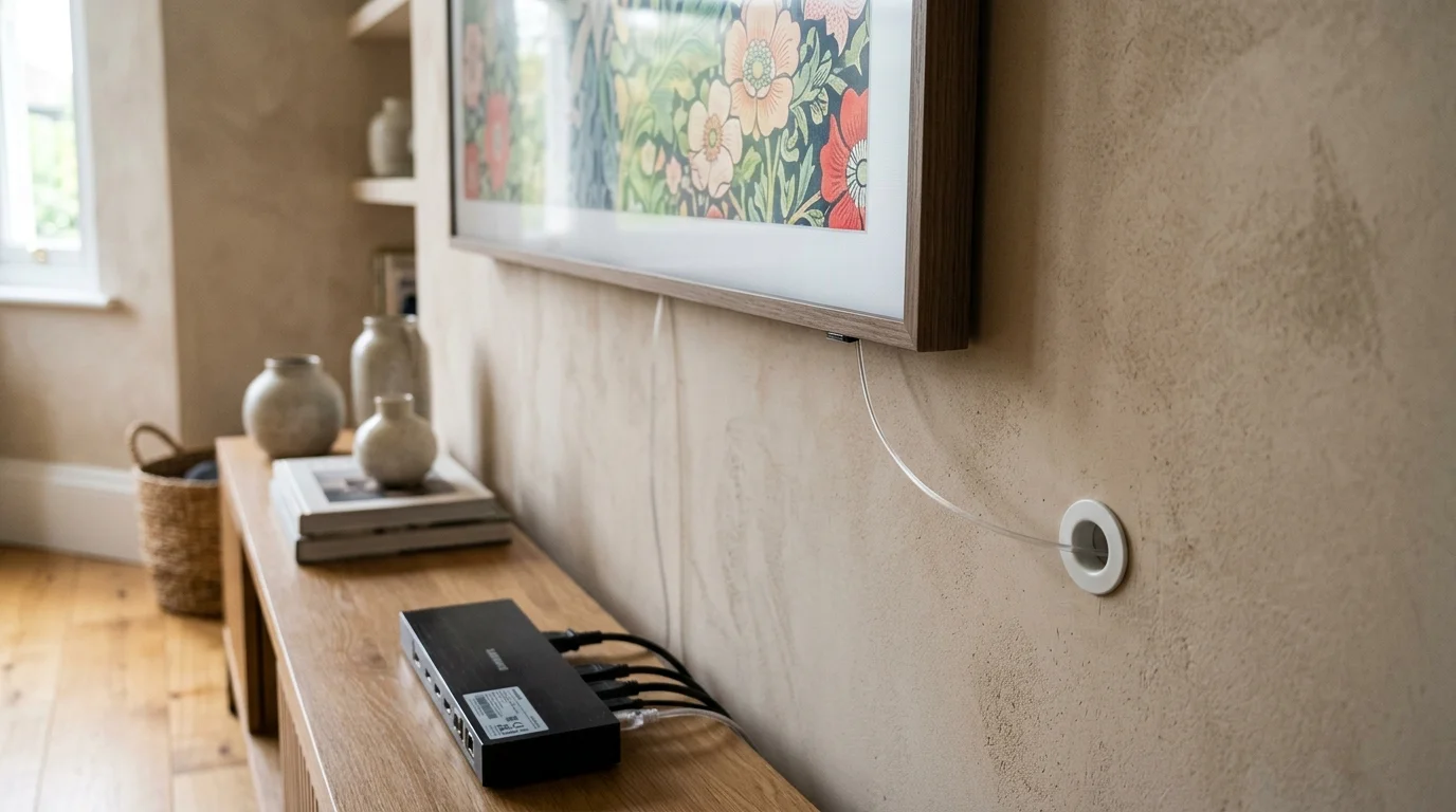 Samsung The Frame TV One Invisible Connection Optical Fiber In-Wall Conduit Routing