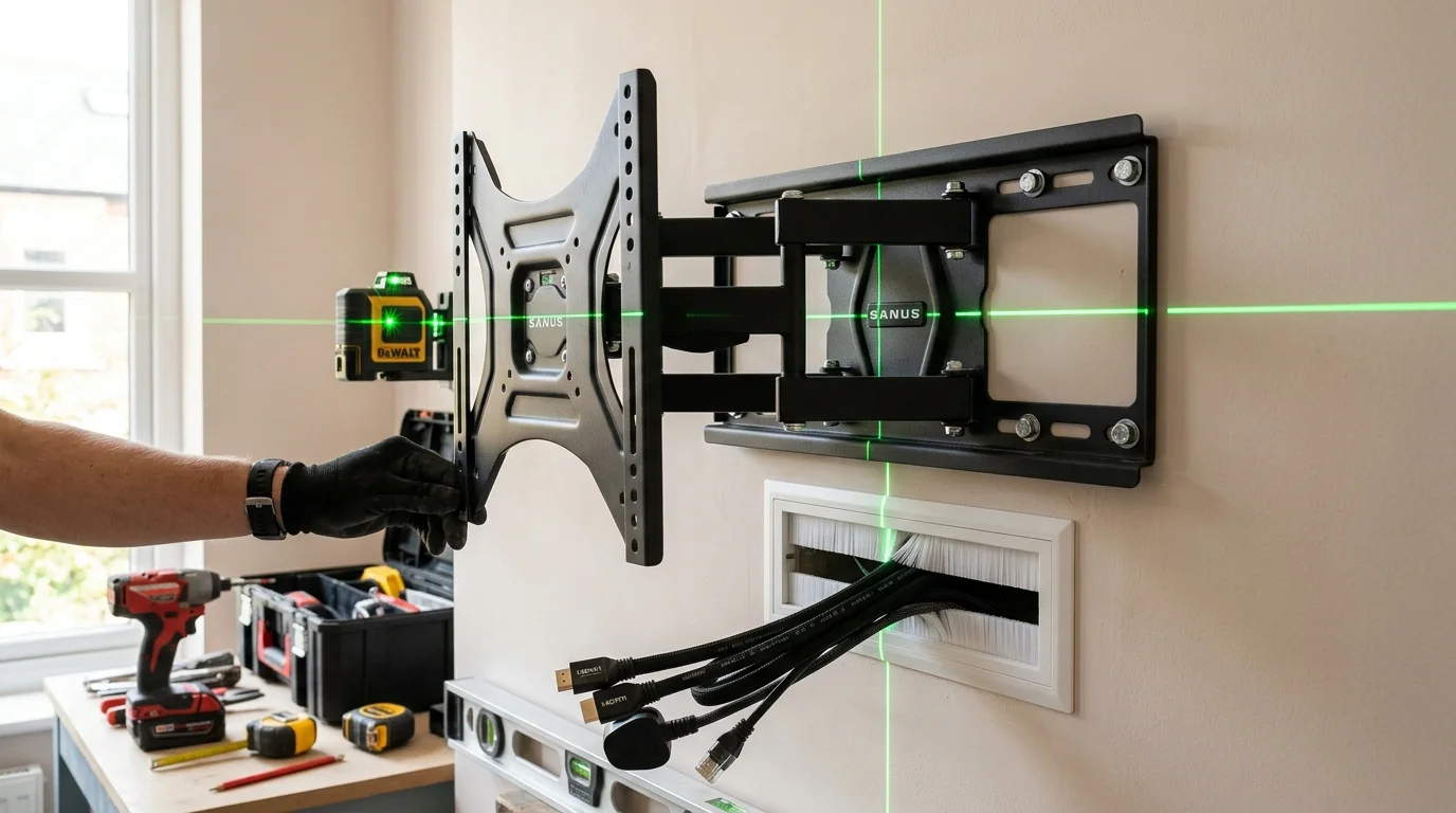TV Wall Mounting with In-Wall Cable Concealment on Plasterboard Stud Wall