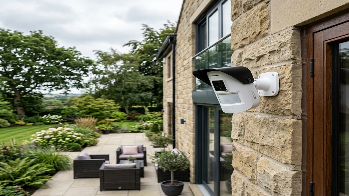 Ajax MotionCam Outdoor mounted on exterior brickwork monitoring a Kirkhamgate residential driveway