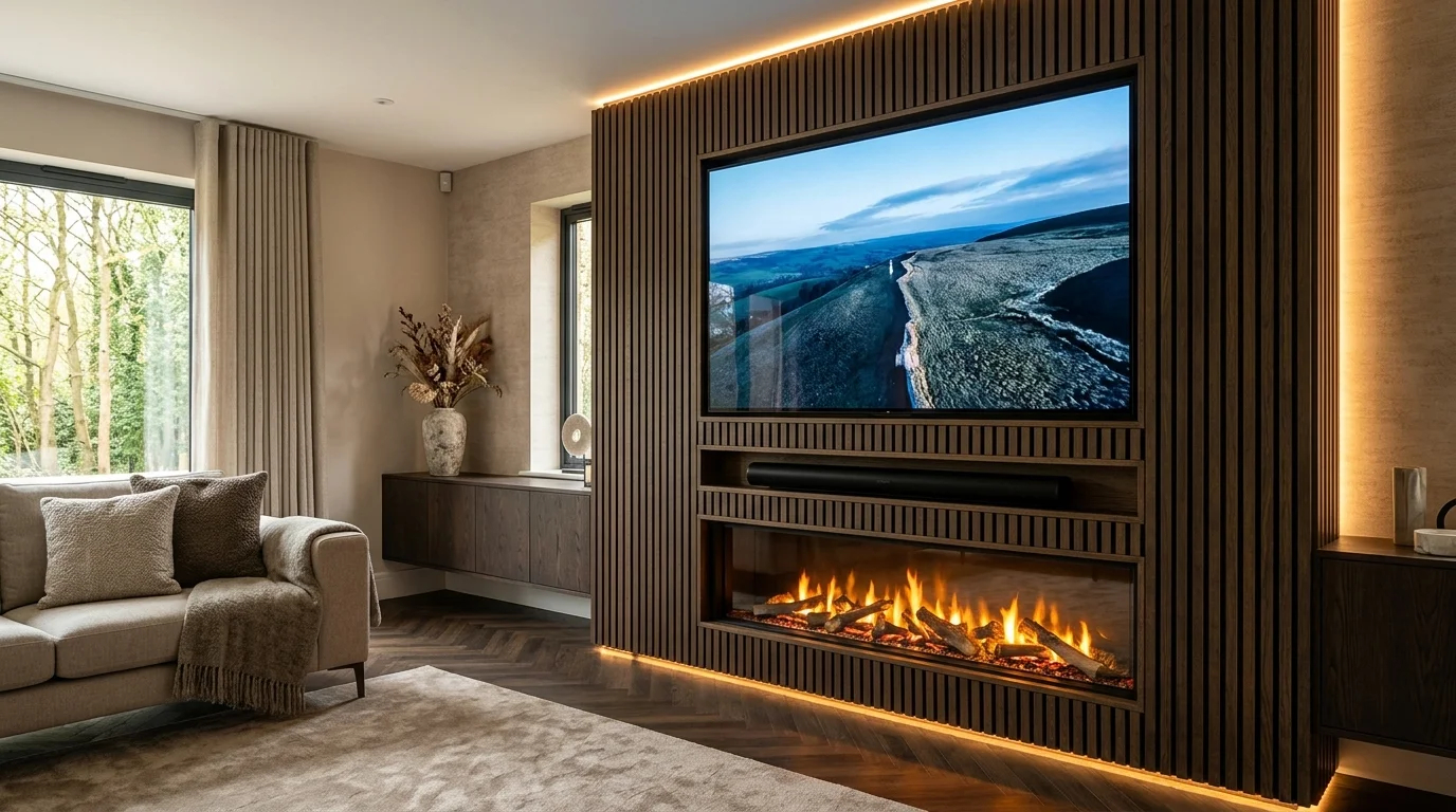 Luxury Acoustic Media Wall TV Installation in Featherstone & Ackworth with Recessed OLED Display