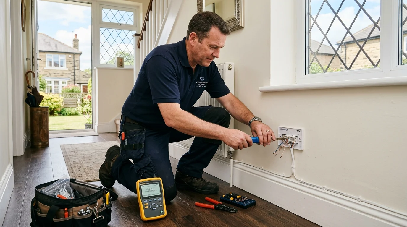Independent Telephone Engineer installing Openreach NTE5C master socket in Sandal Wakefield